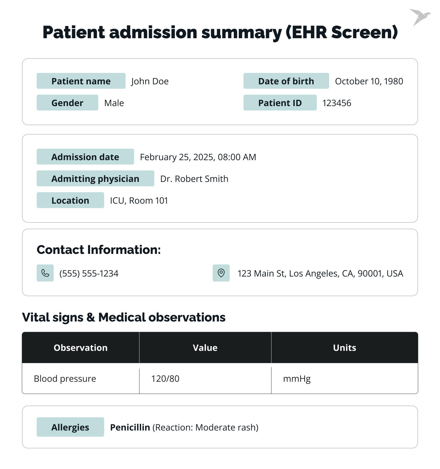 HL7 message doctor's screen