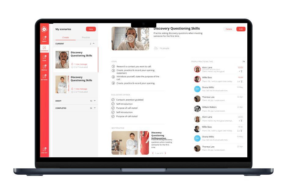E-learning application for salespeople